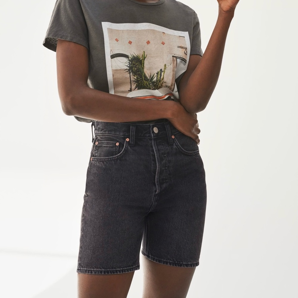 NWT Denim Forum The Joni loose long high-rise denim shorts (Aritzia). 🖤